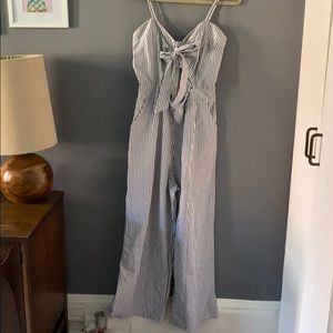 Gray striped romper